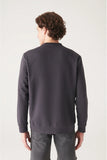 Avva Men's Anthracite Crew Neck Cotton Sweatshirt