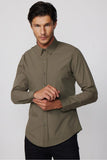 Tudors Men's Khaki Slim Fit Cotton Shirt