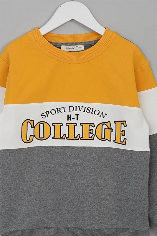 Barmy Boy's Yellow College Font Printed Sweatshirt
