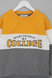 Barmy Boy's Yellow College Font Printed Sweatshirt