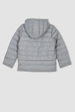 Defacto Boy's Grey Hooded Fleece Lined Reflective Fabric Puffer Coat