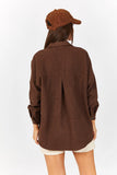 Armonica Women's Brown Oversize Stitched Pocket Shirt