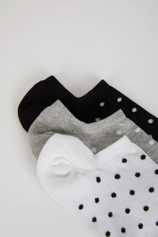 Defacto Women's 3-Piece Cotton Sneaker Socks