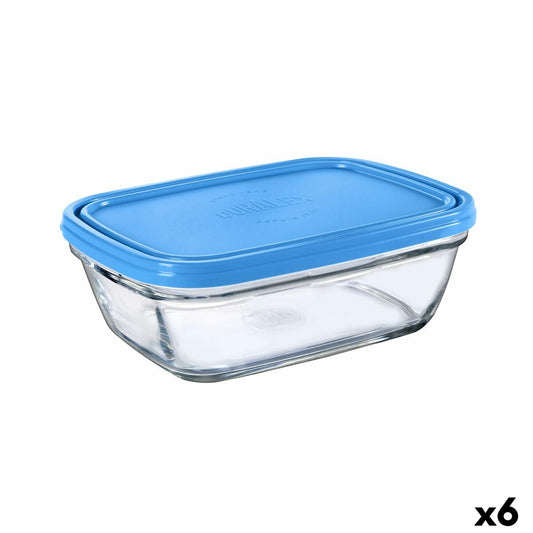 Rectangular Lunchbox with Lid Duralex Freshbox 1,1 L Blue (6 Units)