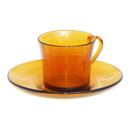 Cup with Plate Duralex 9006DS12A0111 Amber 180 ml (6 Units)