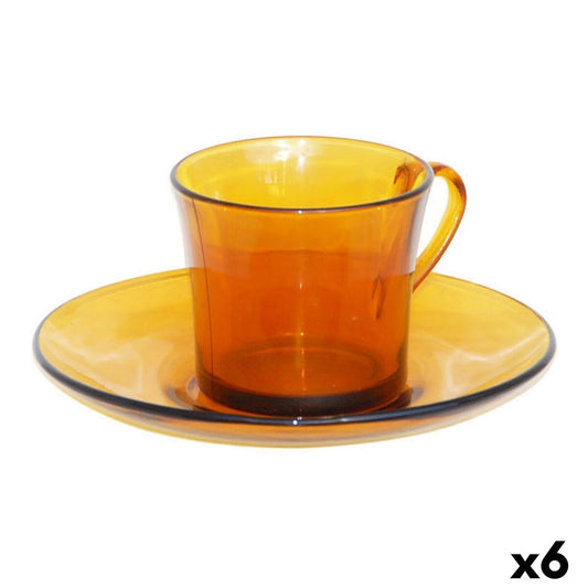 Cup with Plate Duralex 9006DS12A0111 Amber 180 ml (6 Units)