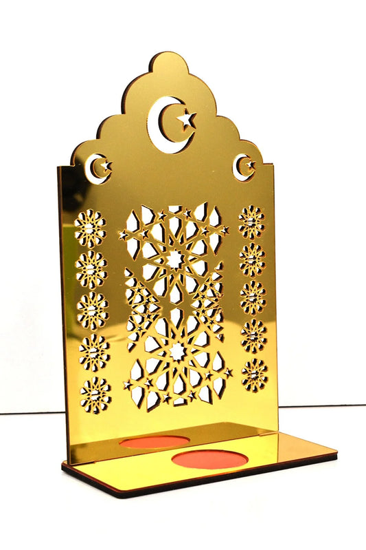 Waldern Gold Decorative Plexiglass Candle Holder 20x12cm Ramadan Decoration