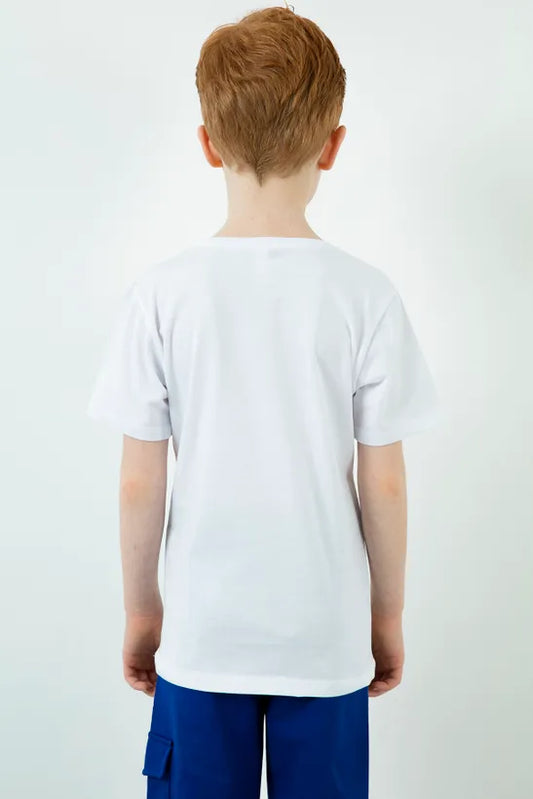 Lela Boy's White 100% Cotton T-Shirt