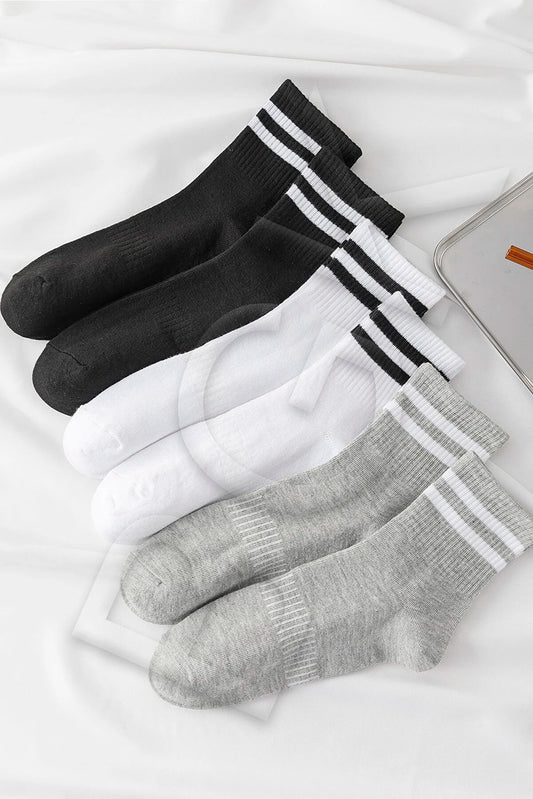 BGK Men's 6 Pairs Plain Black-white Tennis Socks