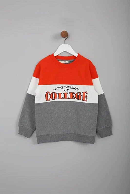 Barmy Boy's Red College Font Printed Sweatshirt