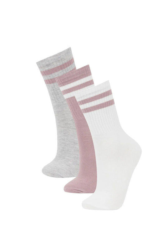 Defacto Women's 3-Piece Cotton Long Socks