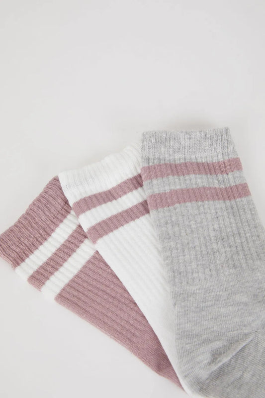 Defacto Women's 3-Piece Cotton Long Socks