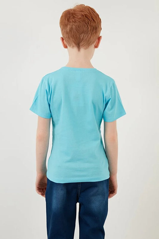 Lela Boy's Blue Cotton T-Shirt