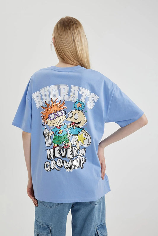 Defacto Women's Blue Cool Rugrats Oversize Fit T-Shirt