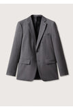 Mango Men's Grey Shearling Wool Slim Fit Suit Blazer Jacket