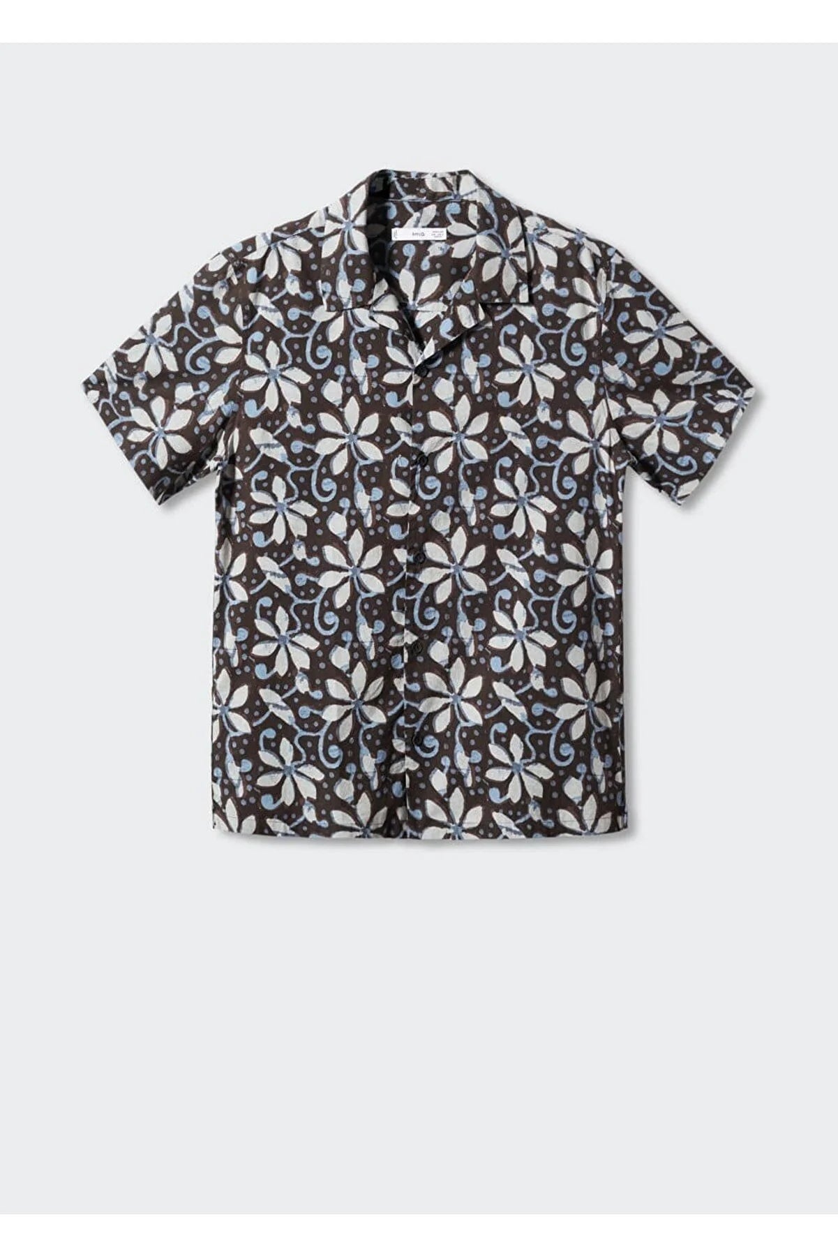 Mango Men's Patterned Bowling Collar Shirt