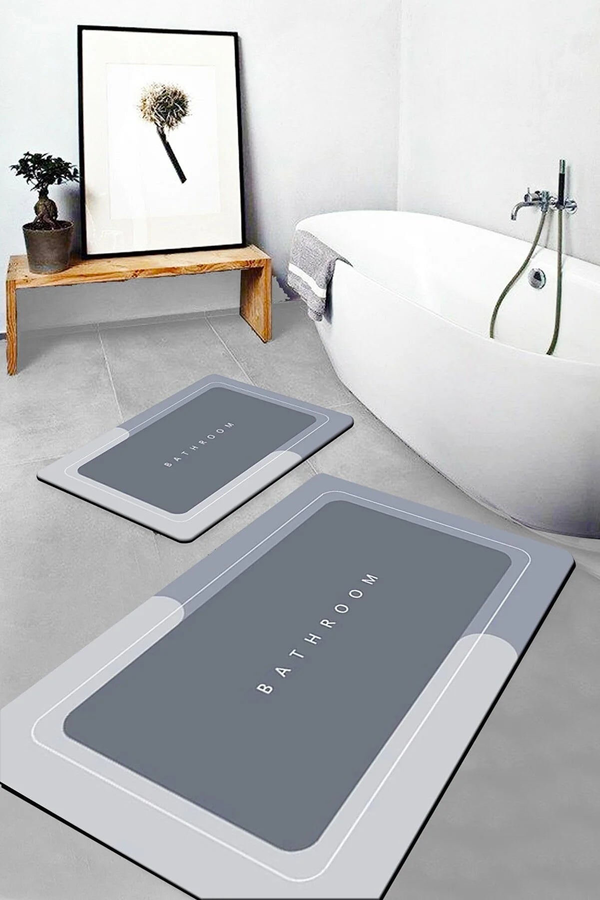 Else Carpet Bathroom Washable Non-Slip Base 2-Piece Bath Mat