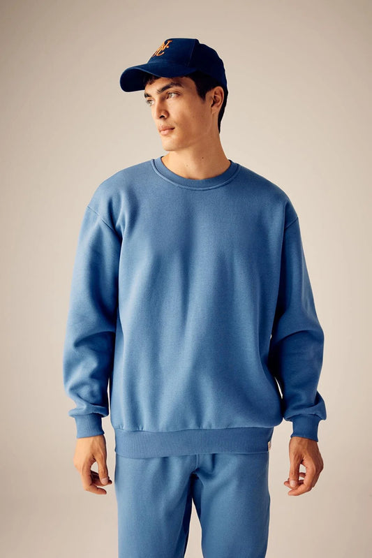 Defacto Men's Blue Oversize Fit Sweatshirt