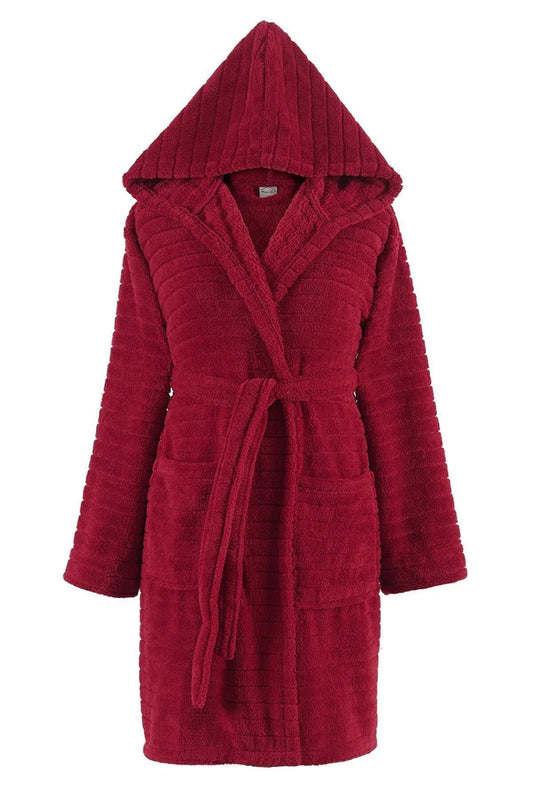 Zeynep Tekstil Women's Red Comfy Luxurious Hooded Wellsoft Plush Bathrobe