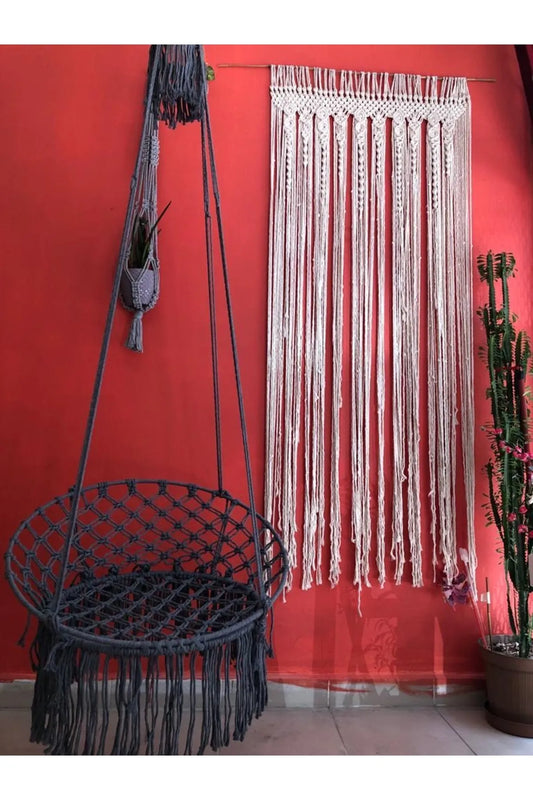 Aslan Butik Garden Macrame Special Knitted Hammock Cotton Rope 60 X 80 Swing