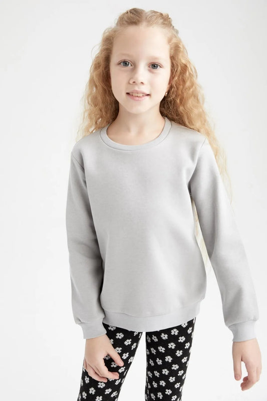 Defacto Girl's Grey Basic Sweatshirt