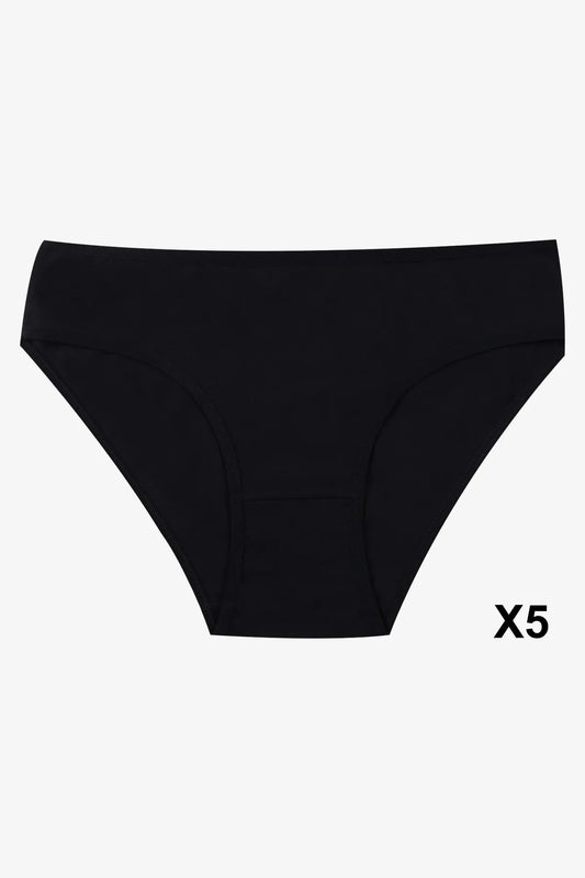 Koza Women's Black Underwear 5-Piece Lycra Panties