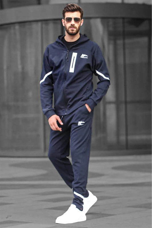 Madmext Men's Navy Blue Hooded Tracksuit