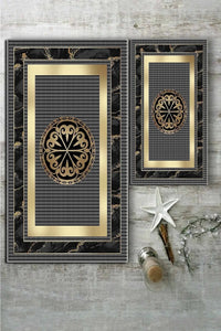 Thumbnail for Woolly Home Bathroom 2-Piece Carpet Set with Core and Gold Transitions Bath Mat