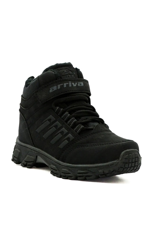 Letao Boy's Black Cold Resistant Zippered Fur Trekking Boots