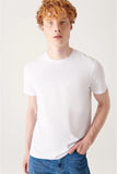 Avva Men's White 100% Cotton Breathable Crew Neck Standard Fit Regular Cut T-shirt