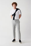 Avva Men's Light Grey Side Pocket Pants