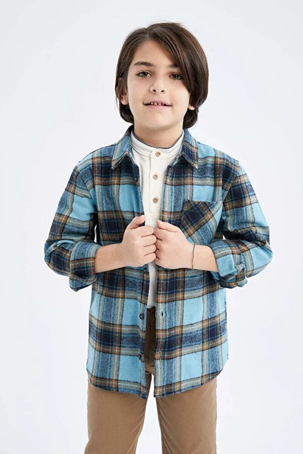 Defacto Boy's Long Sleeve Flannel Shirt