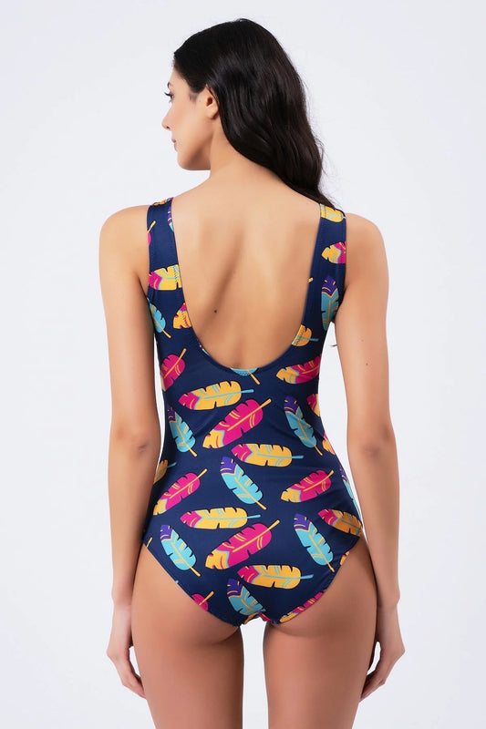 Vawensea Women's Colorful Feather Print Swimsuits
