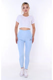 Buzzard Women's High Waist Baby Blue Long Tights Leggings