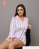 EVE.CLOSET Short Sleeve Striped Pajamas