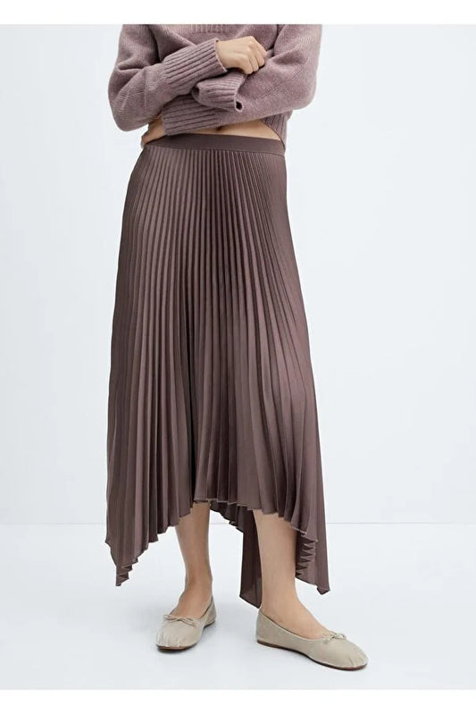 Mango Women's Irregular Pleated Skirt