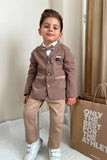 Pollito Boy's Beige Striped Two-Pocket Jacket 4-Piece Suit