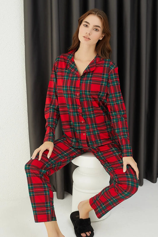 Strawberry Women's Cotton Buttoned Pajama