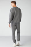 Grimelange Men's Grey Soft Fabric Embroidered Tracksuit