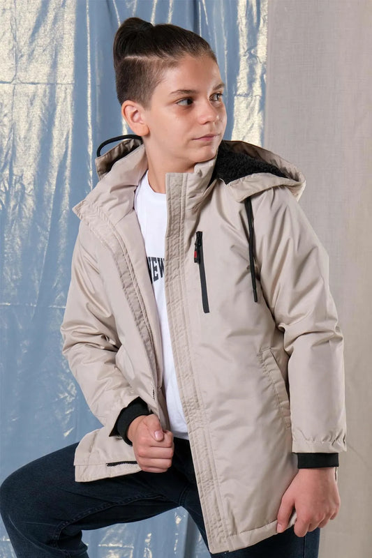 Pina Kids Boy's Beige Thick Long Coat