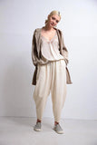 Bolesa Suadiye Women's Lace-up Long Milk Brown Cardigan