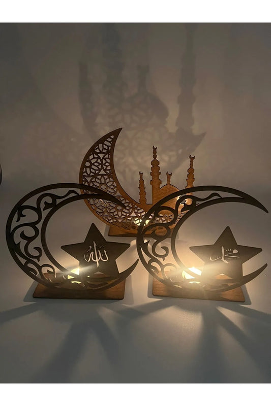 Gizemli Home Browne 3-Piece Decorative Tealight Ramadan Decoration