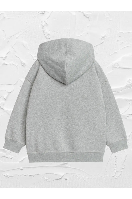 Vask Girl's Grey Hooded Oversize Sweatshirt