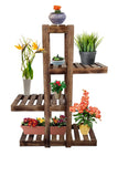 Severale Garden 4 Tiers 8 Sections Decorative Natural Wooden Flower Pot