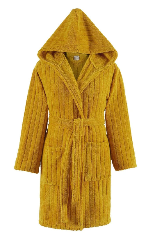 Zeynep Tekstil Women's Yellow Comfy Luxurious Hooded Wellsoft Plush Bathrobe