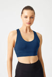 Los Ojos Women's Navy Blue Strappy Back Sports Bra