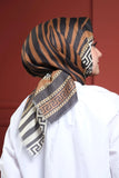 Afvente Patterned Cotton Scarf Brown Hijabs