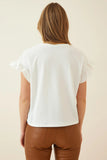 Happiness Istanbul Women's White Ruffle Knitted Blouse