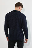 Traz Cool Men's Navy Blue Hair Knit Shawl Collar Small Size Cardigan