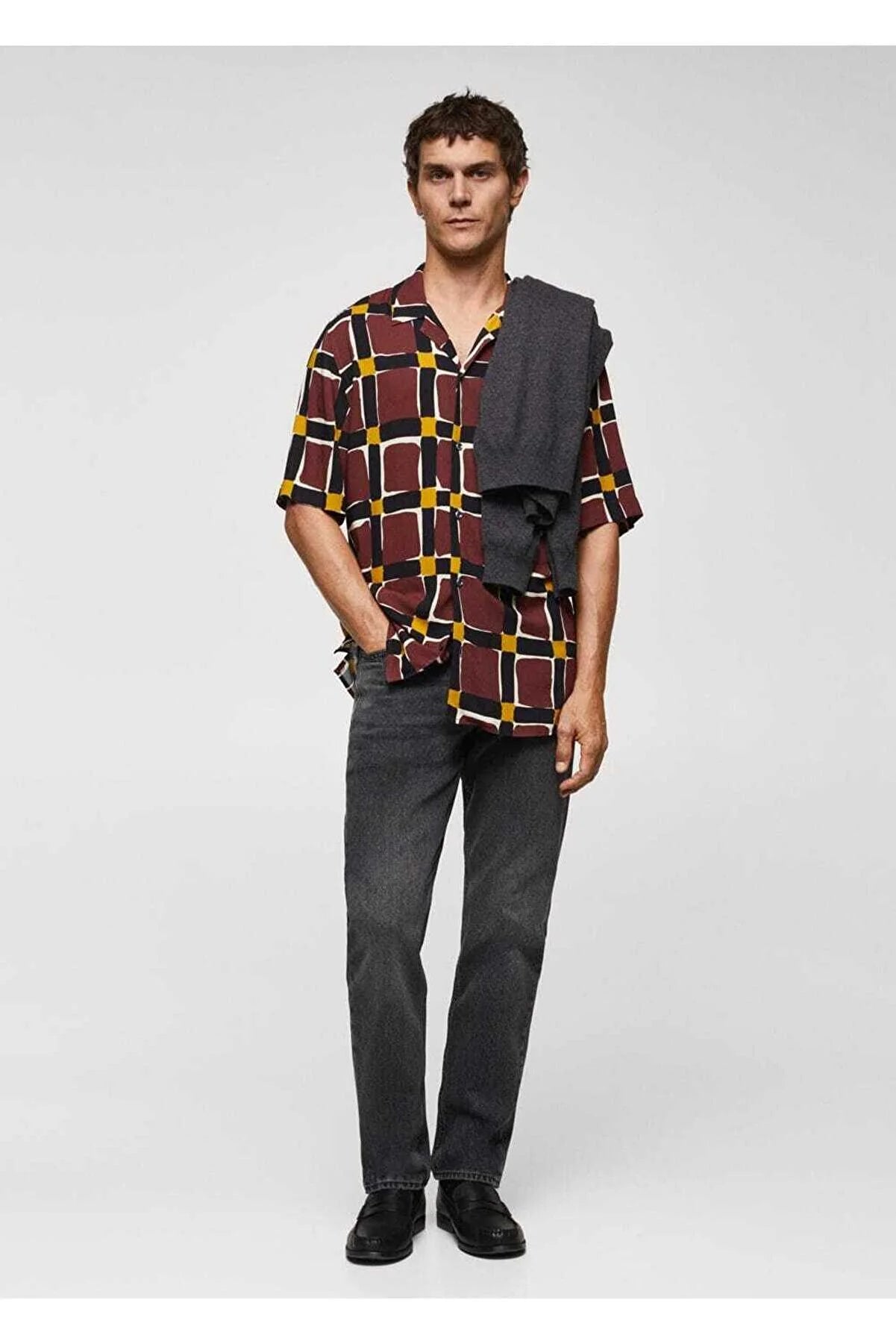 Mango Men's Geometric Patterned Fluid Shirt